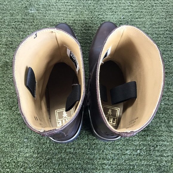 Frye Womens Motorcycle Boots Brown Leather Straps Metal Harness Mid Calf 8 B - Picture 8 of 10